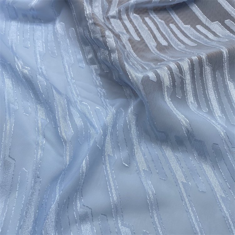 textile fabric suppliers 100% polyester dress material clipped flower jacquard chiffon fabric wholesale