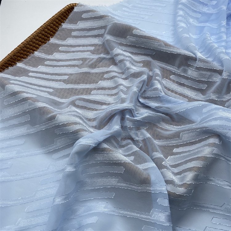 textile fabric suppliers 100% polyester dress material clipped flower jacquard chiffon fabric wholesale