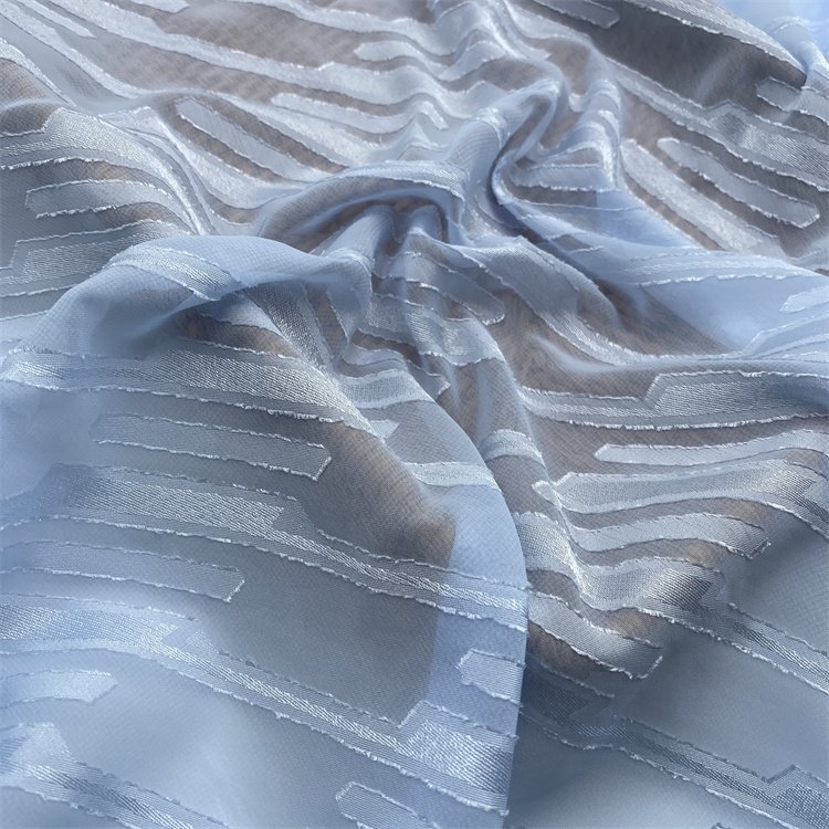 textile fabric suppliers 100% polyester dress material clipped flower jacquard chiffon fabric wholesale