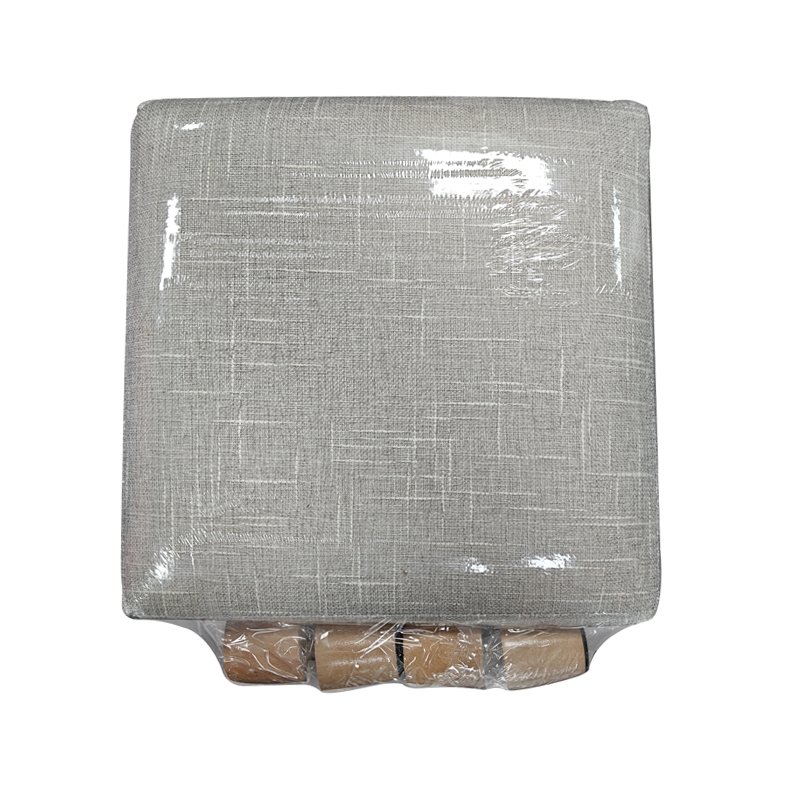 Factory Best Price 30*30*30Cm Cotton Linen Square Sofa Stool Storage Ottoman With Inner Storage Room Box And Hard Fibreboard