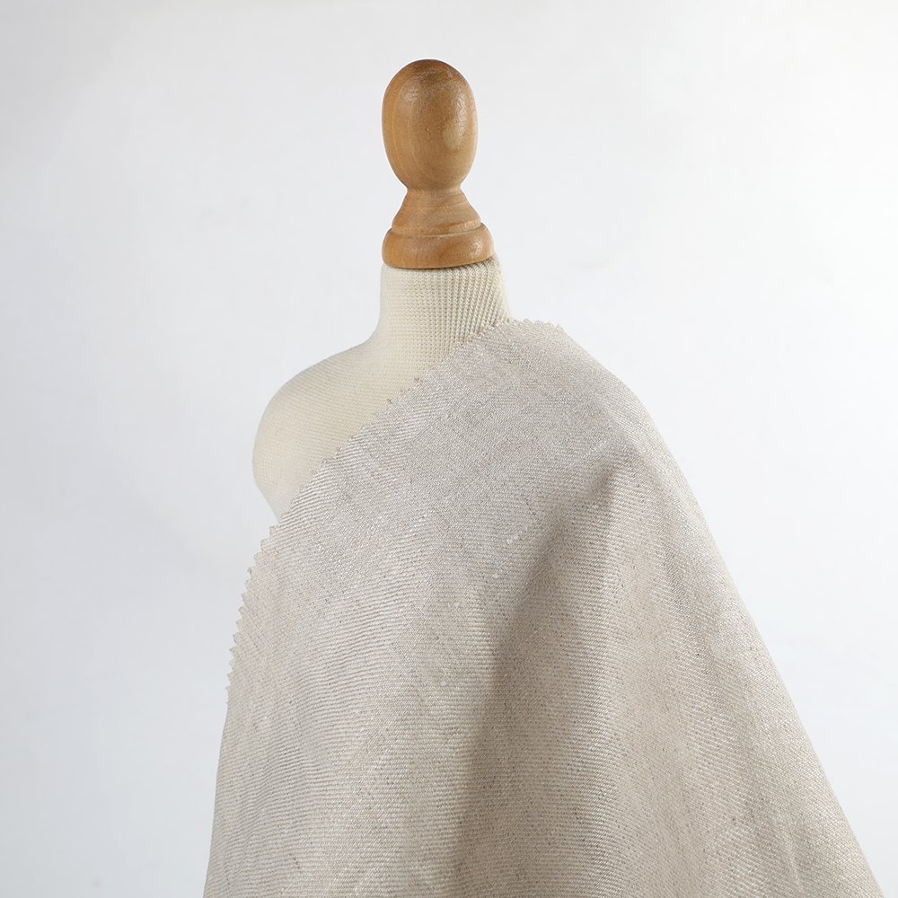 Factory Wholesale Direct Sale Solid Color Twill Style Heavyweight Pure Linen Black-out Woven Garment Fabric