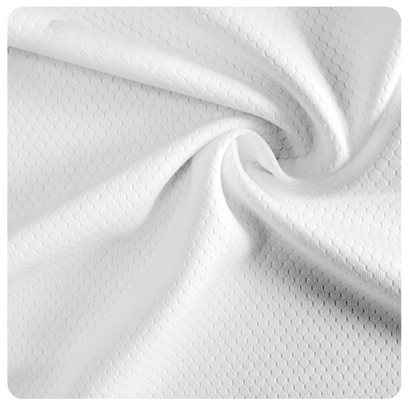 Wholesale white recycled polyester honeycomb mesh sports jersey fabric for sportswear football jersey sublimation printing