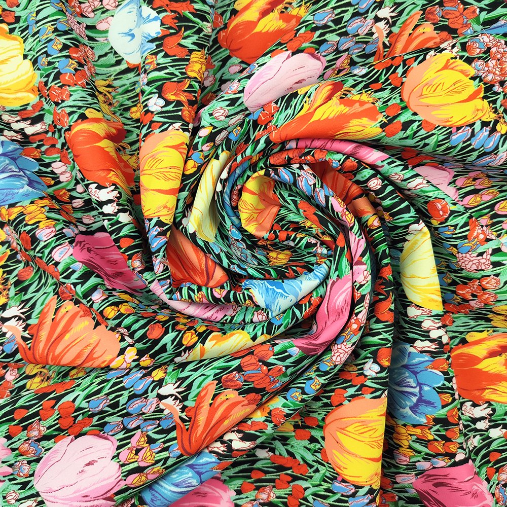 2023 New Design Wrinkle Resistant Tulip Flower 100% Polyester Fabric For Garment