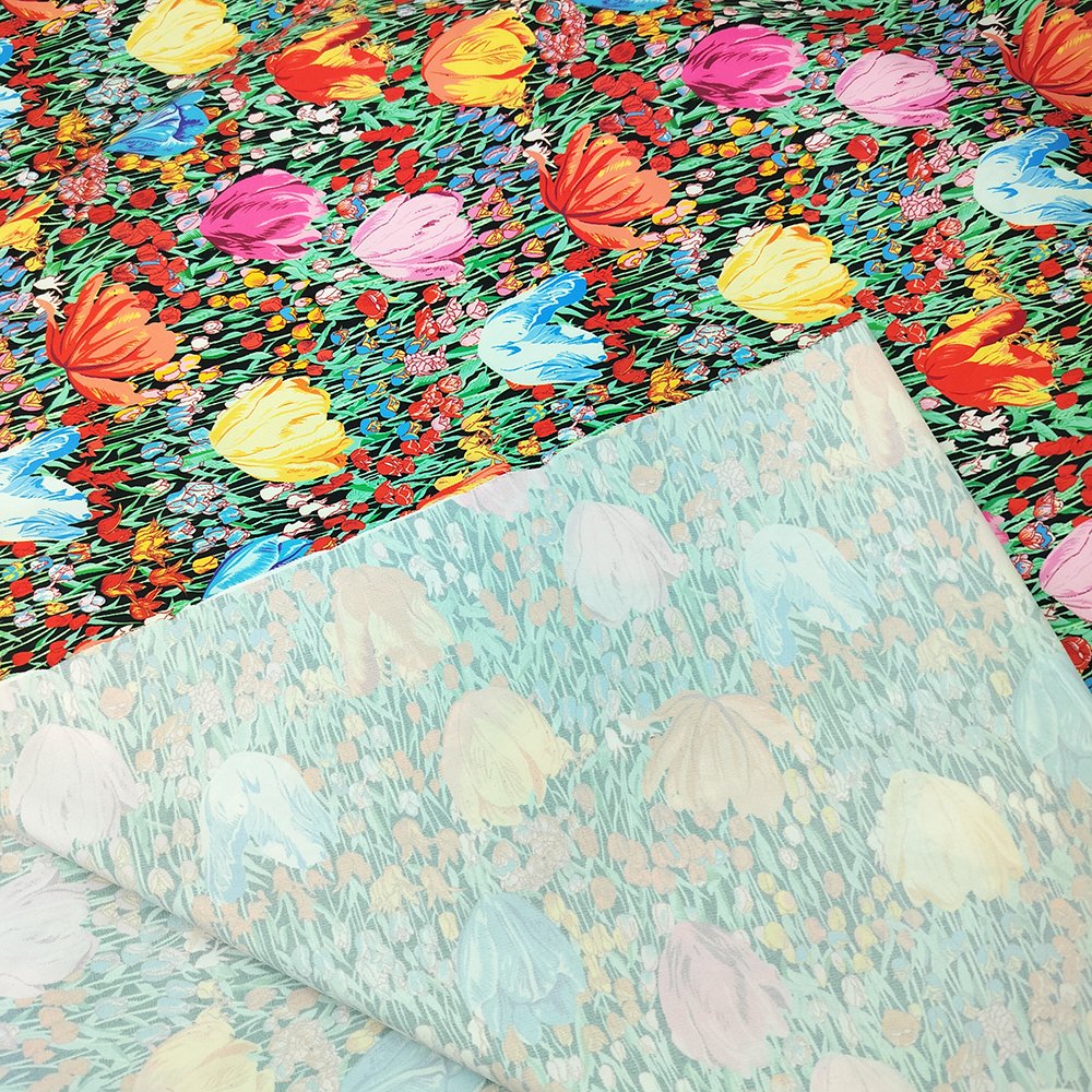 2023 New Design Wrinkle Resistant Tulip Flower 100% Polyester Fabric For Garment