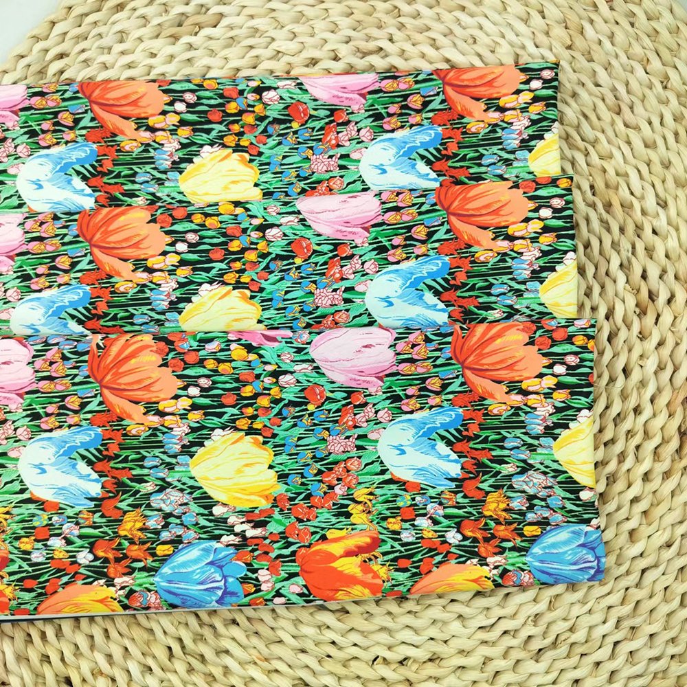 2023 New Design Wrinkle Resistant Tulip Flower 100% Polyester Fabric For Garment