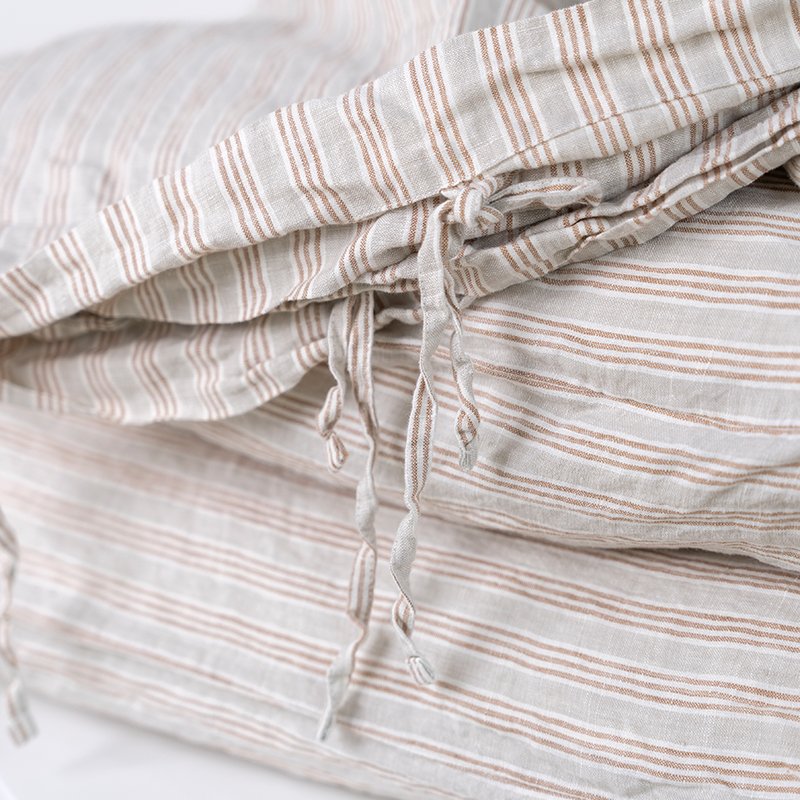 New color stripe king size full queen double twin custom french prewashed pure linen bed sheets duvet cover sheet