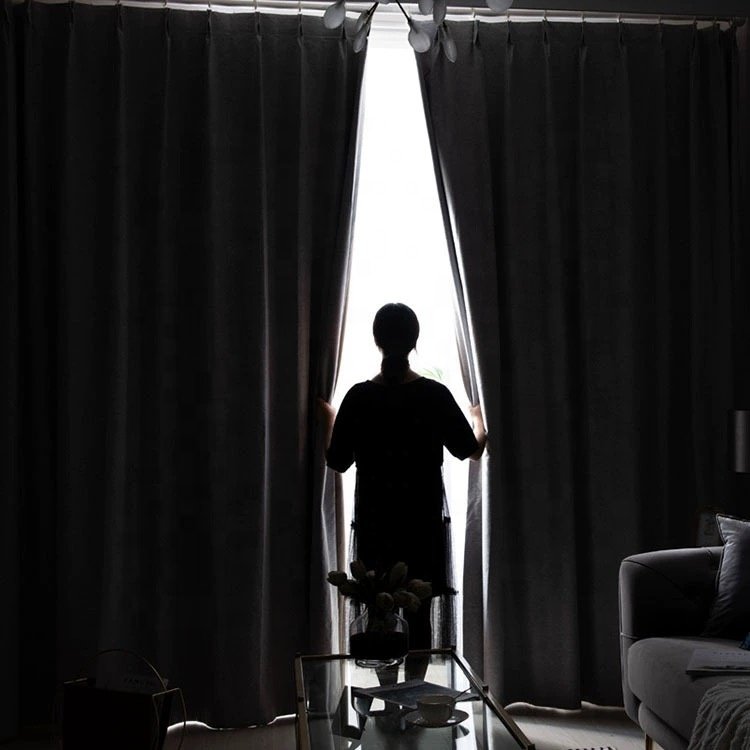 Luxury Woven Linen Curtain Fabric Blackout Drapes and for Living Room modern