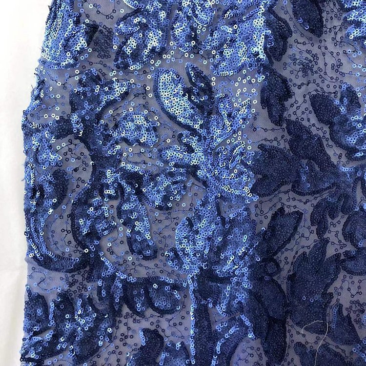 Factory 100% polyester skirt fabric, soft transparent sequin mesh embroidery fabric/