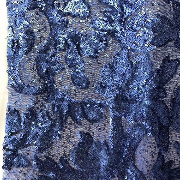 Factory 100% polyester skirt fabric, soft transparent sequin mesh embroidery fabric/