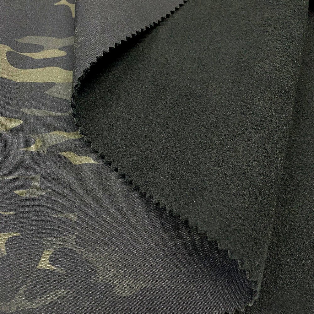 100% Polyester Soft-shell + PU membrane + Polar Fleece 3 layers woodland digital Russia Camouflage Fabric for outdoor jackets