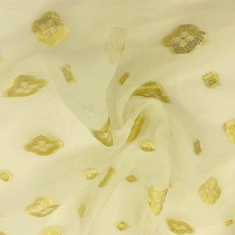 Customized Viscose Silk Velvet Fabric Chiffon Fabric 70D Gold Metallic Yarn Design 100% Polyester Fabric Jacquard Flower Woven