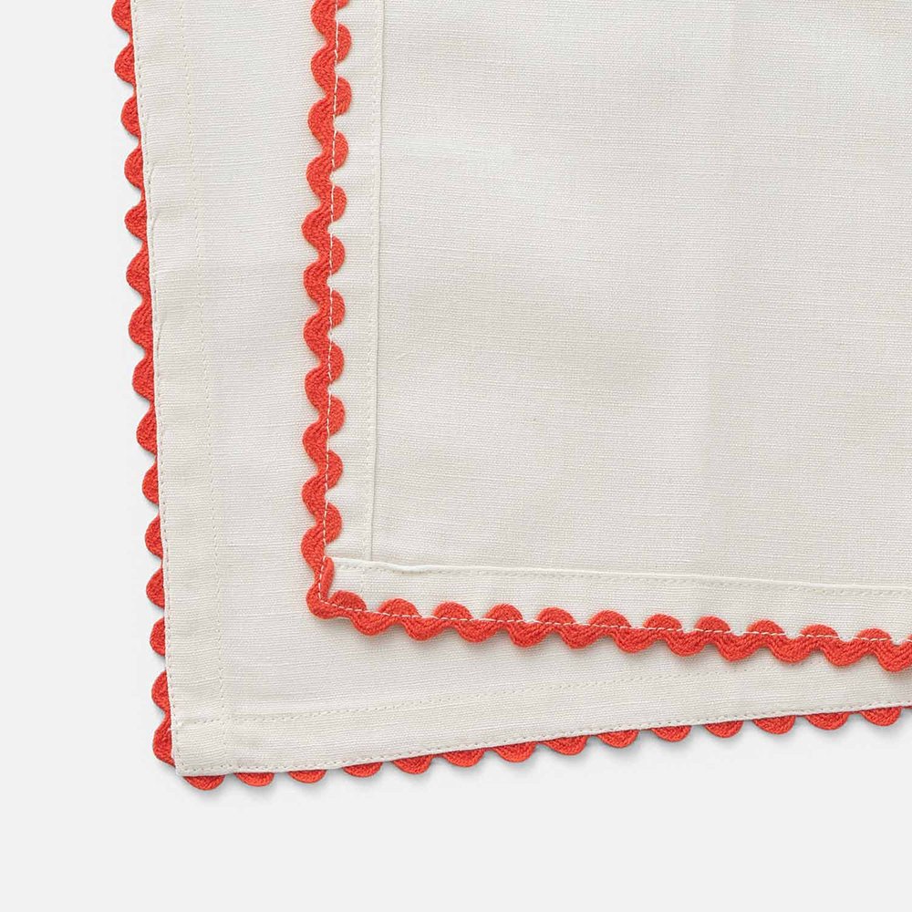 Scallop Trim Linen Napkin set Luxury eco friendly Custom size Organic Flax Table Linens Placemat Handmade embroidered LOGO