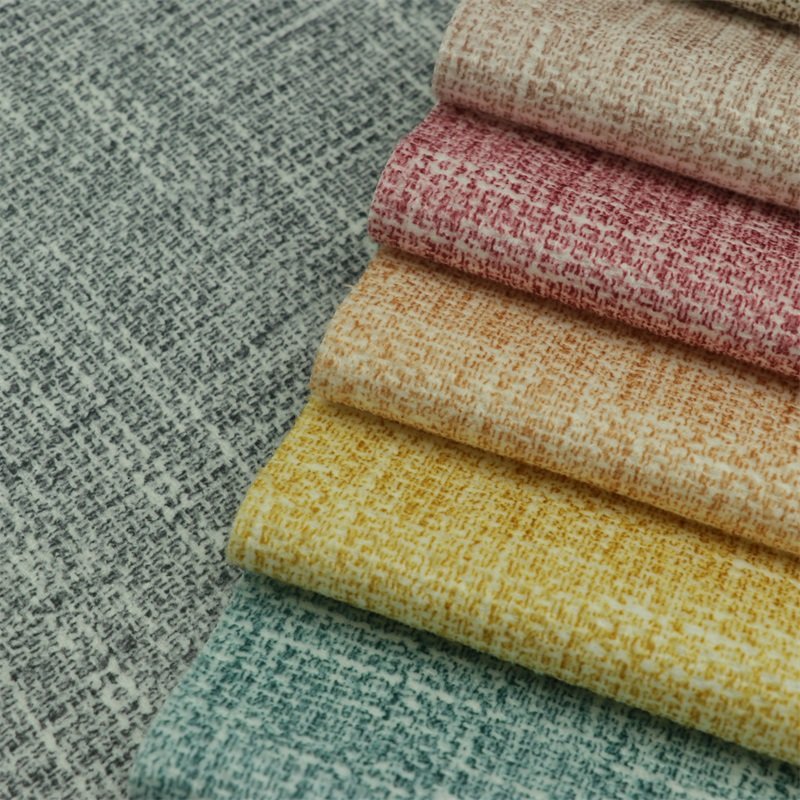 TC1 Looks Like Linen Warp Sofa Upholstery Custom Polyester Printed Knit Velvet Faux Linen Fabrics
