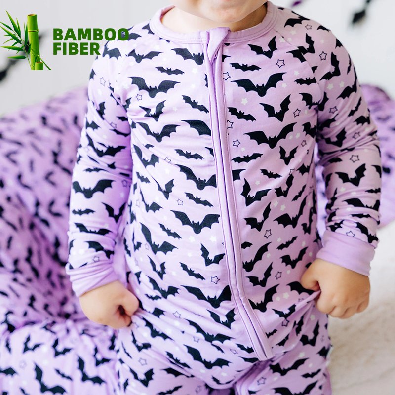 OEM ODM spring infant print pajamas newborn cute custom clothes zipper baby boy bamboo fiber romper