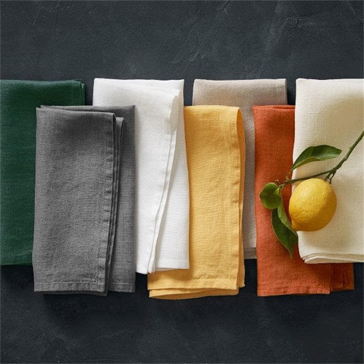 Custom European Natural Stone Washed linen Fabric Wedding 100% Flax Napkins