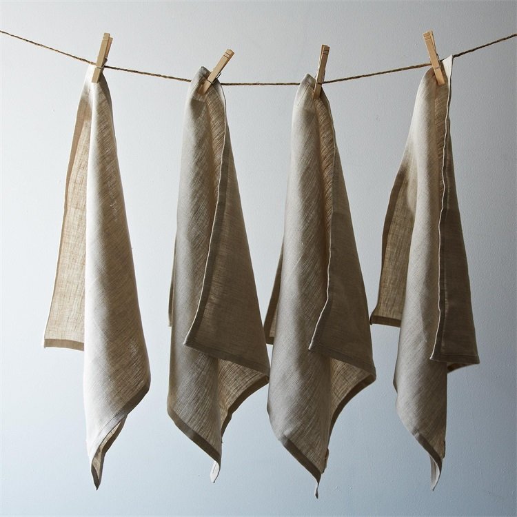Custom European Natural Stone Washed linen Fabric Wedding 100% Flax Napkins