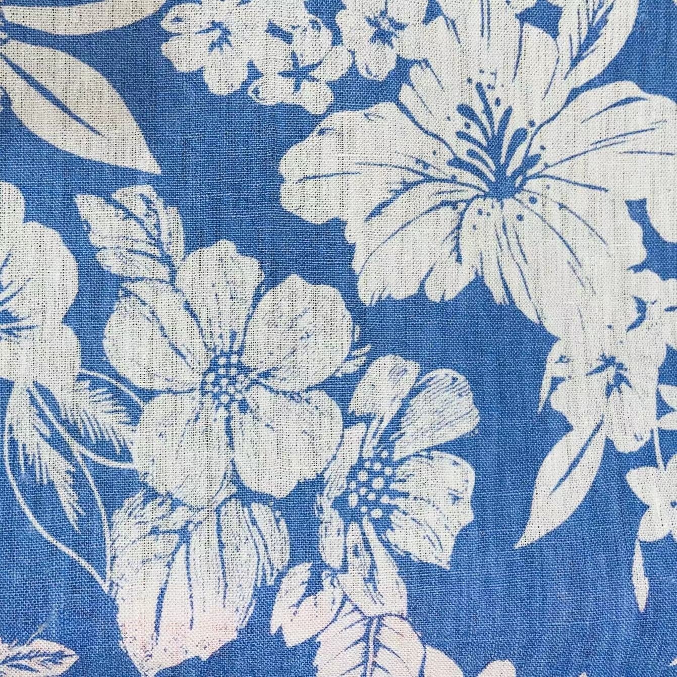 Wholesale organic custom 100% pure linen vintage floral palm printed fabric for dress clothing