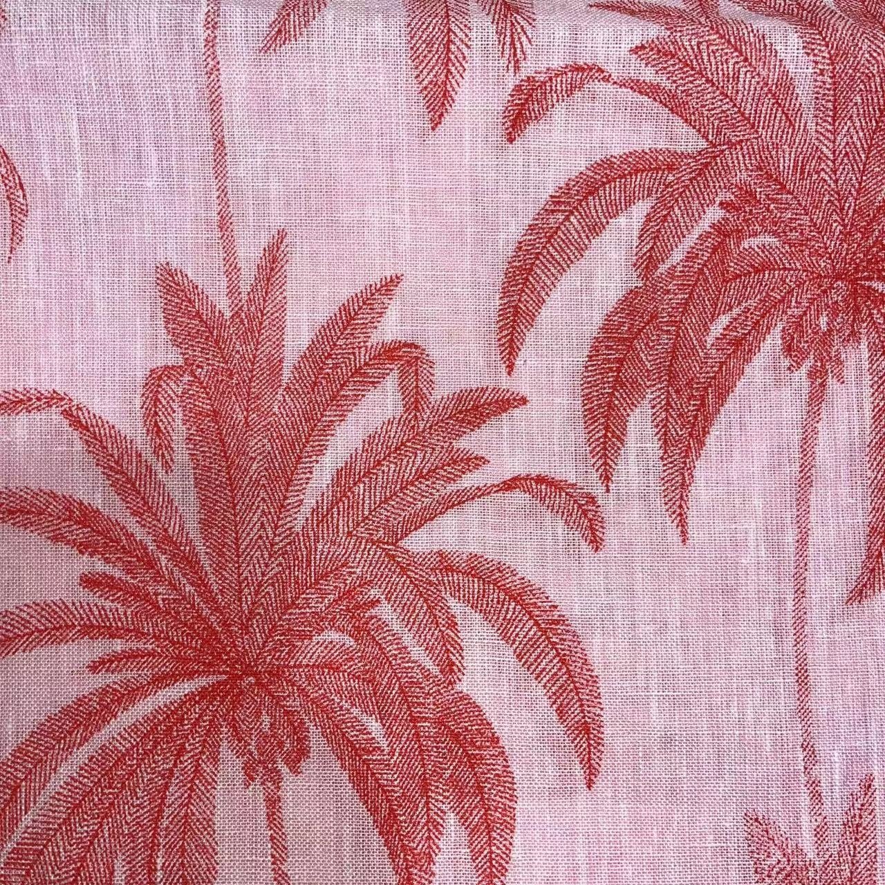 Wholesale organic custom 100% pure linen vintage floral palm printed fabric for dress clothing