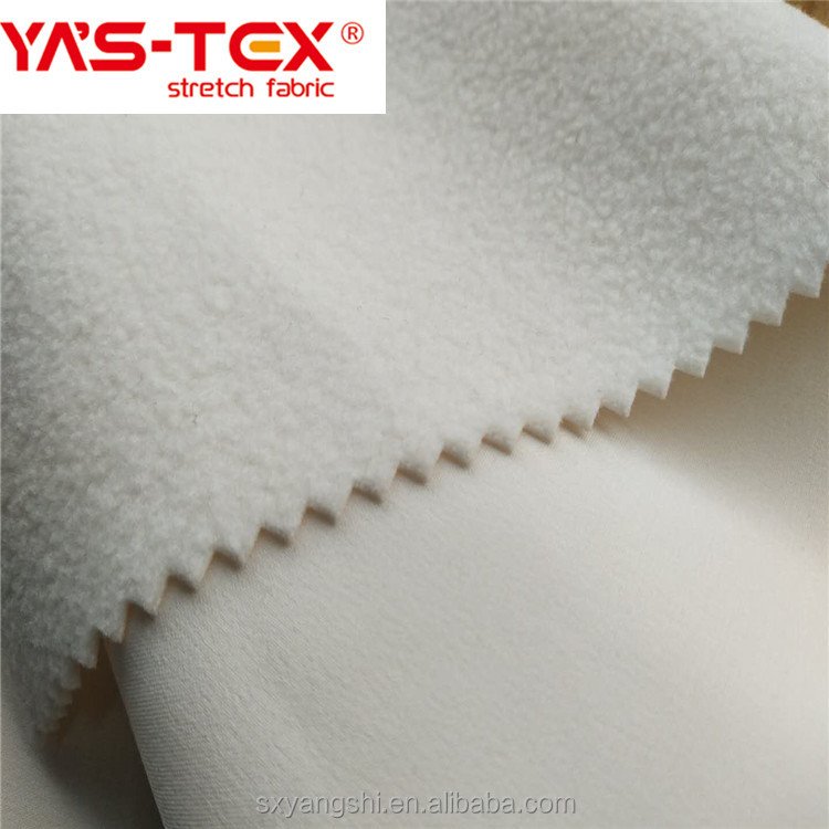 92% polyester 8% spandex jersey bonded with 100% polyester polar fleece fabric used for Ski wear
