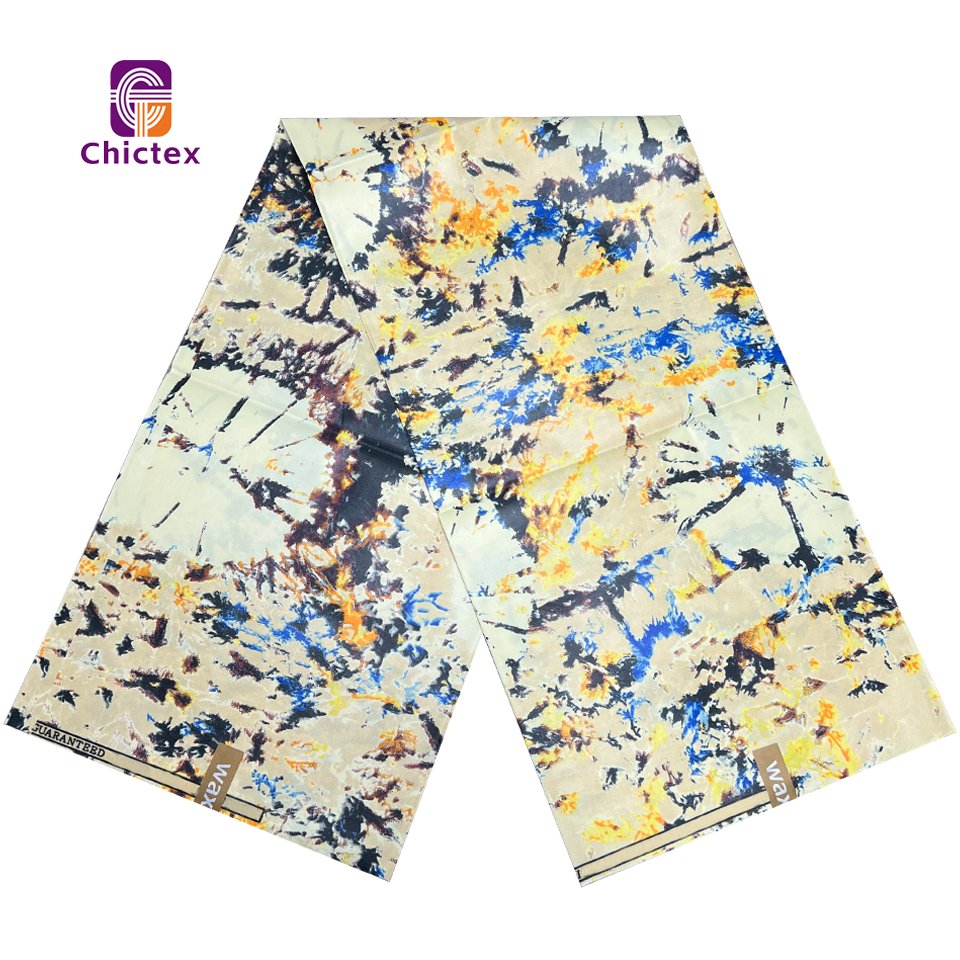 High Quality African Wax Cloth 110gsm Veritable Polyester Stretch Satin Fabric Printed Fabric Wax