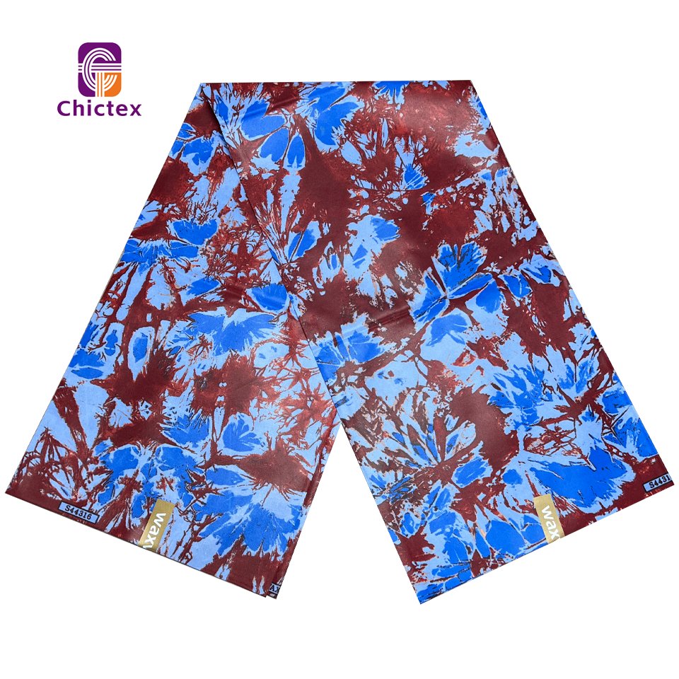 High Quality African Wax Cloth 110gsm Veritable Polyester Stretch Satin Fabric Printed Fabric Wax