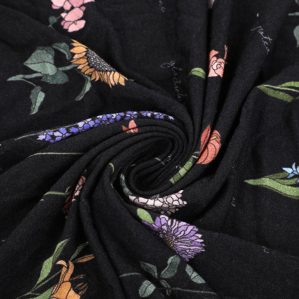digital printed custom printed organic bamboo spandex knit fabric