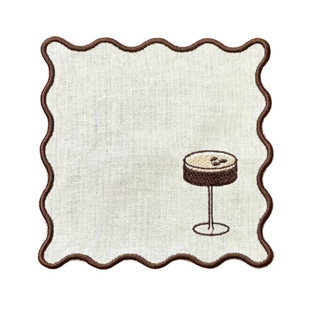 Custom Pattern Cotton Linen cocktail napkins Embroidered Monogram Pattern Table Cloth Linen wine mat for Hotel French Handmade