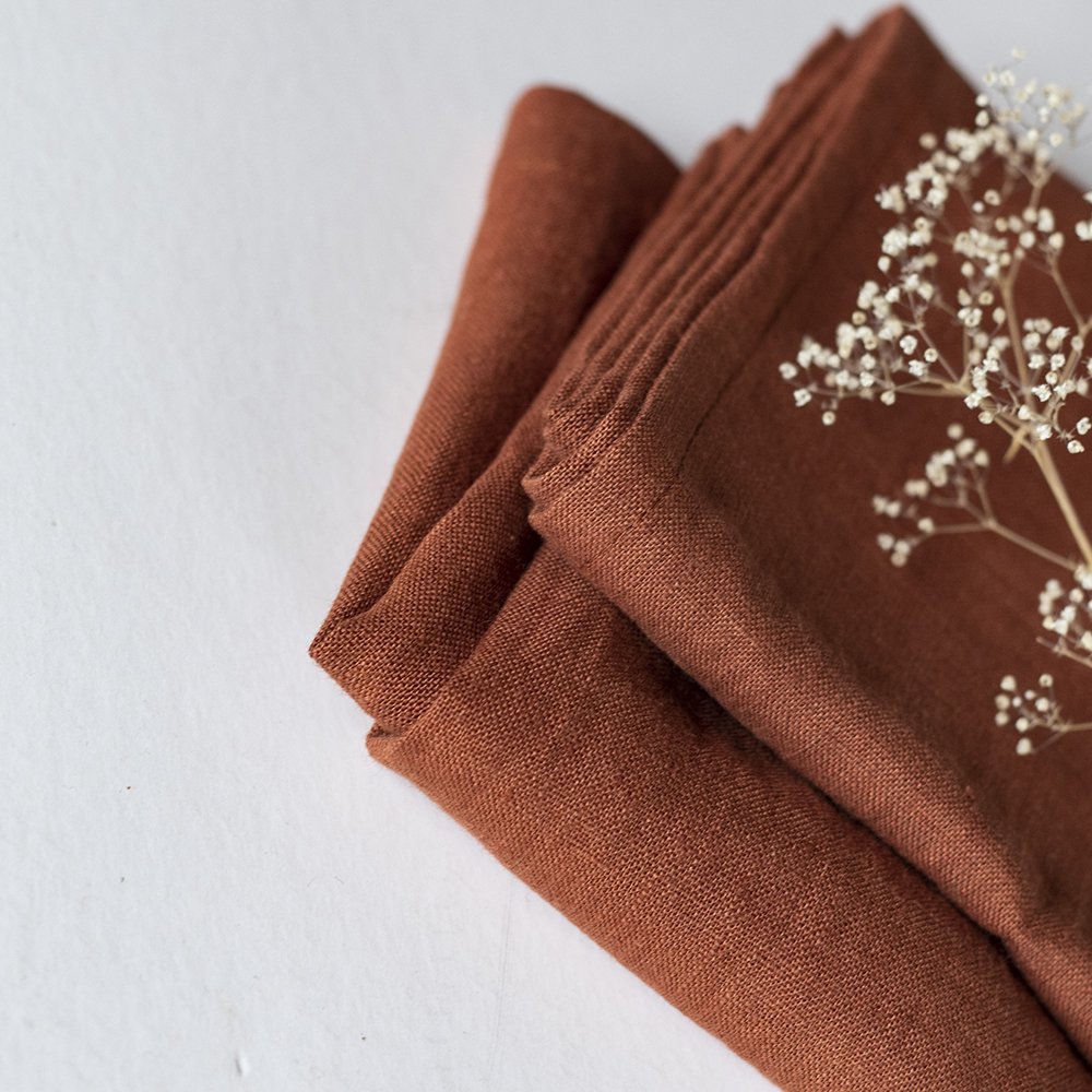 Natural Style 100% Linen cloth Napkin Luxury Custom size Organic Flax fabric embroidered LOGO Pure Linen Cotton placemat