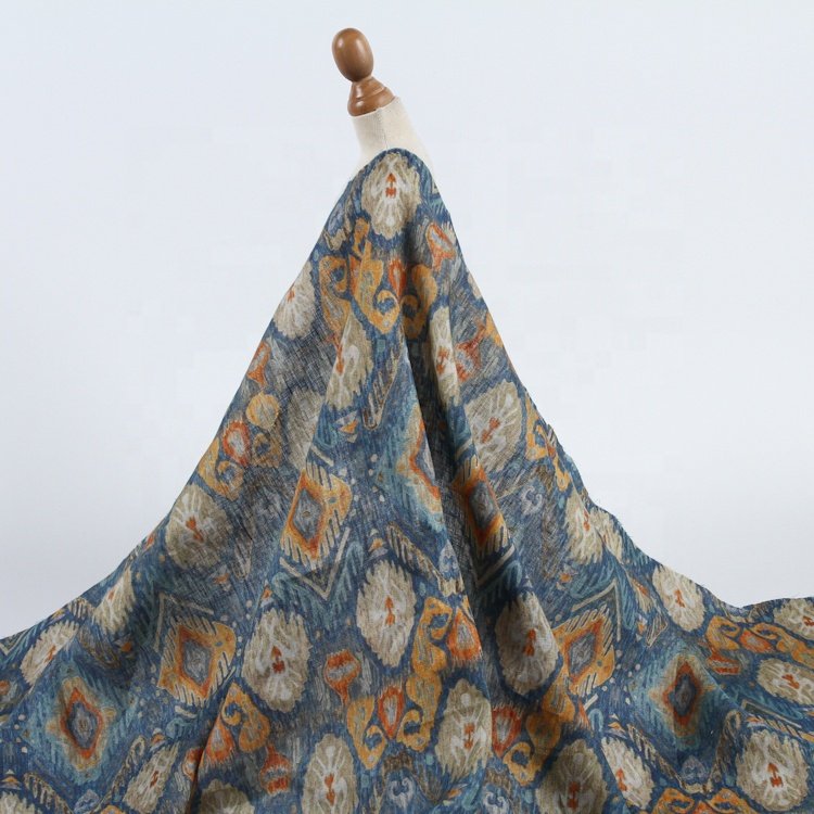C-626 Fast delivery hot sale custom colorful printed 100 linen woven fabric for dress