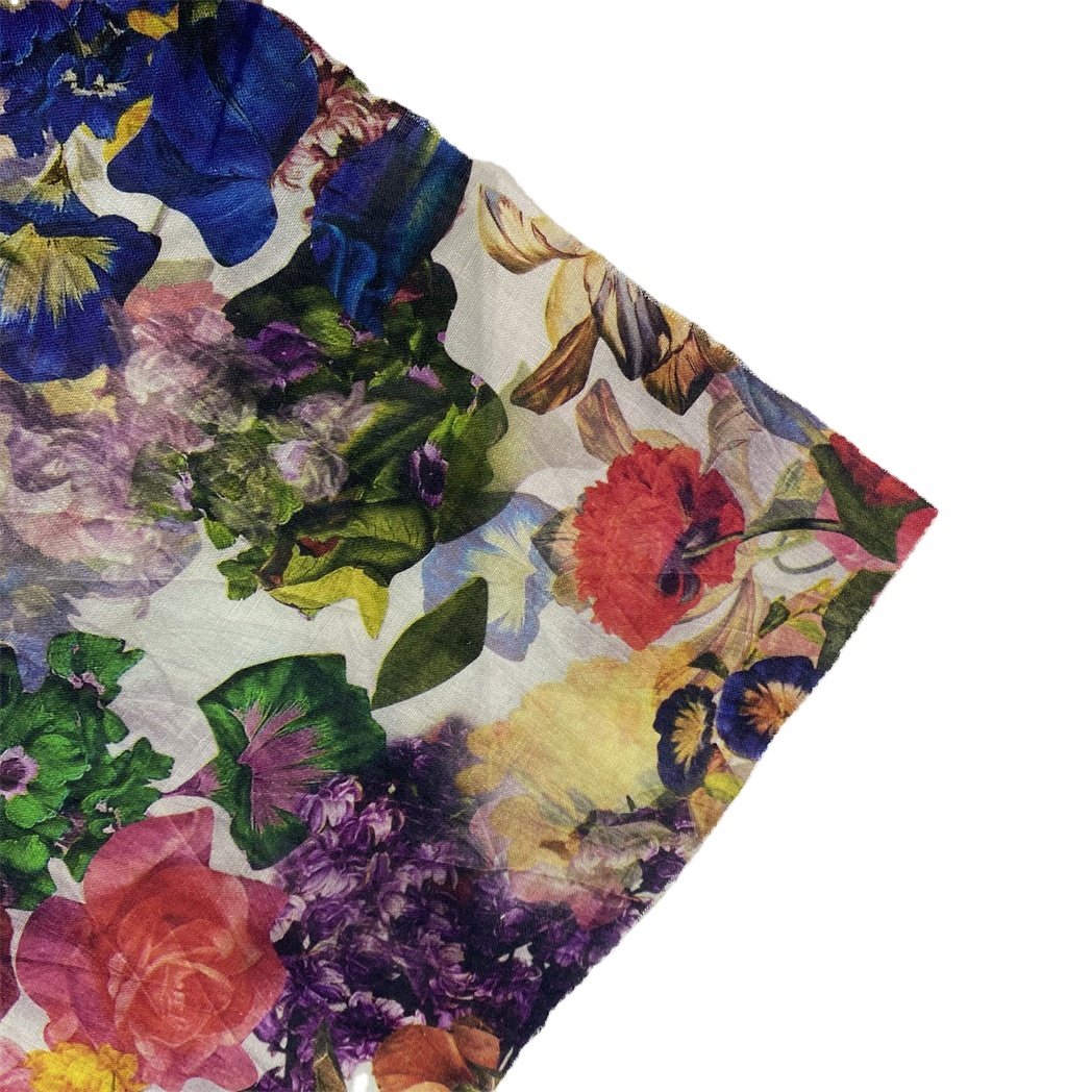 2023 Hot Selling Breathable Fashion Vintage Flower Design Woven Linen Fabric Print 100% Linen Fabric For Clothing