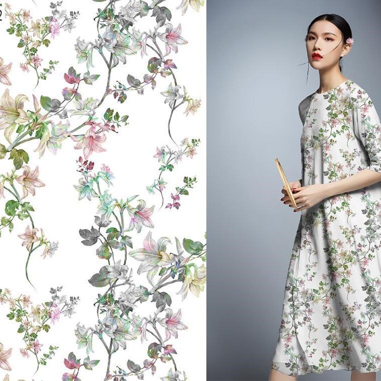 Top Seller and Premium Grade Textile of Linen Digital Print Collection Flower Design for Garment Industry and Cutting Cloths