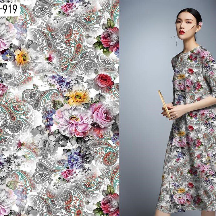 Top Seller and Premium Grade Textile of Linen Digital Print Collection Flower Design for Garment Industry and Cutting Cloths