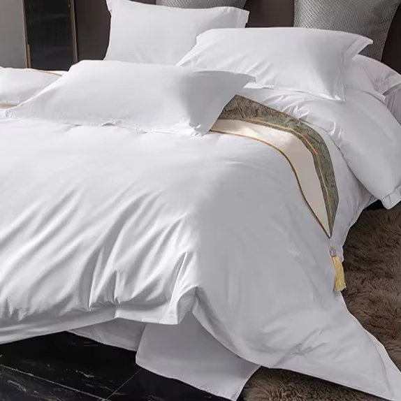Hotel 4-piece set of homestay bedding 60 count cotton white satin duvet covers bed sheets hotel linen