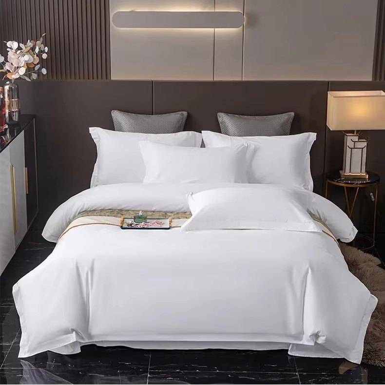 Hotel 4-piece set of homestay bedding 60 count cotton white satin duvet covers bed sheets hotel linen