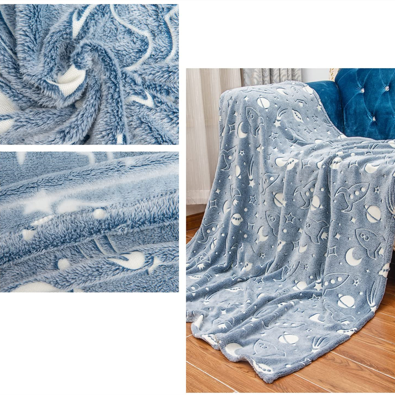 Plush fluffy funny Kids baby blanket star galaxy glow in the dark unicorn flannel fleece throw blanket star custom for kids girl