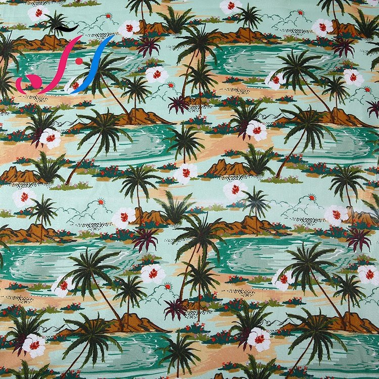High quality digital printed no MOQ 100% linen fabric for women dress