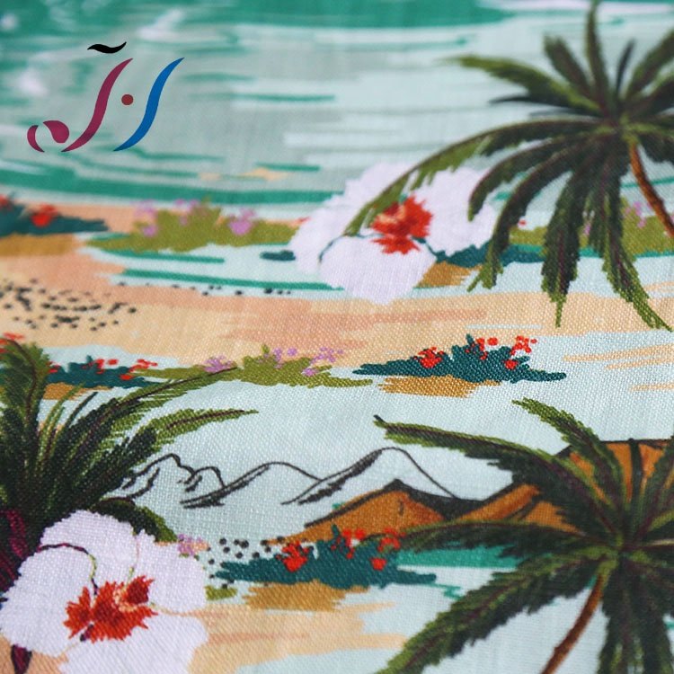 High quality digital printed no MOQ 100% linen fabric for women dress