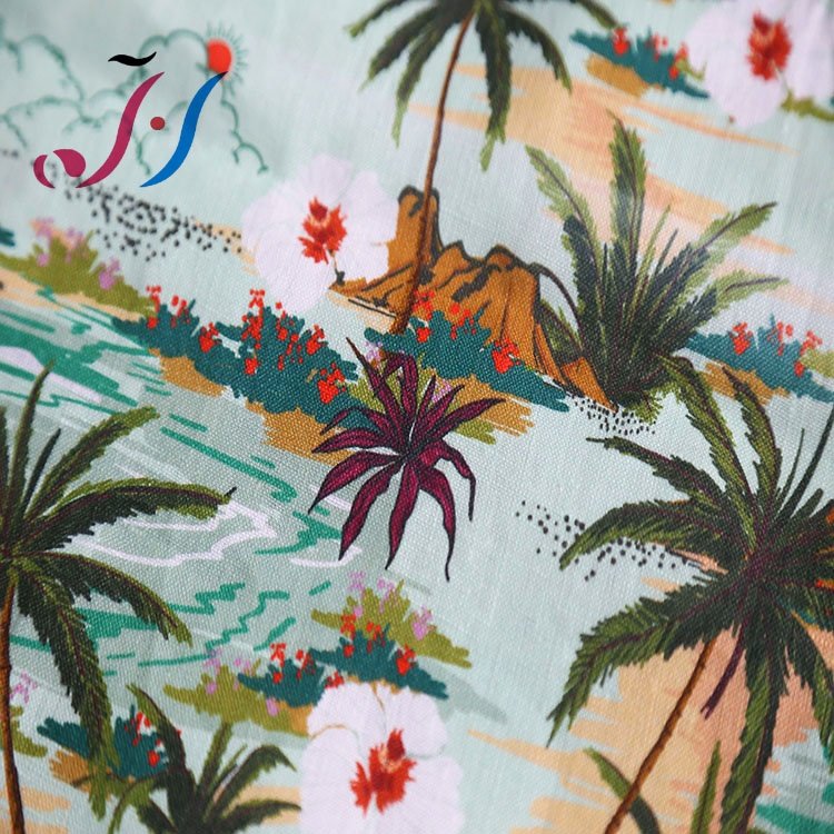 High quality digital printed no MOQ 100% linen fabric for women dress