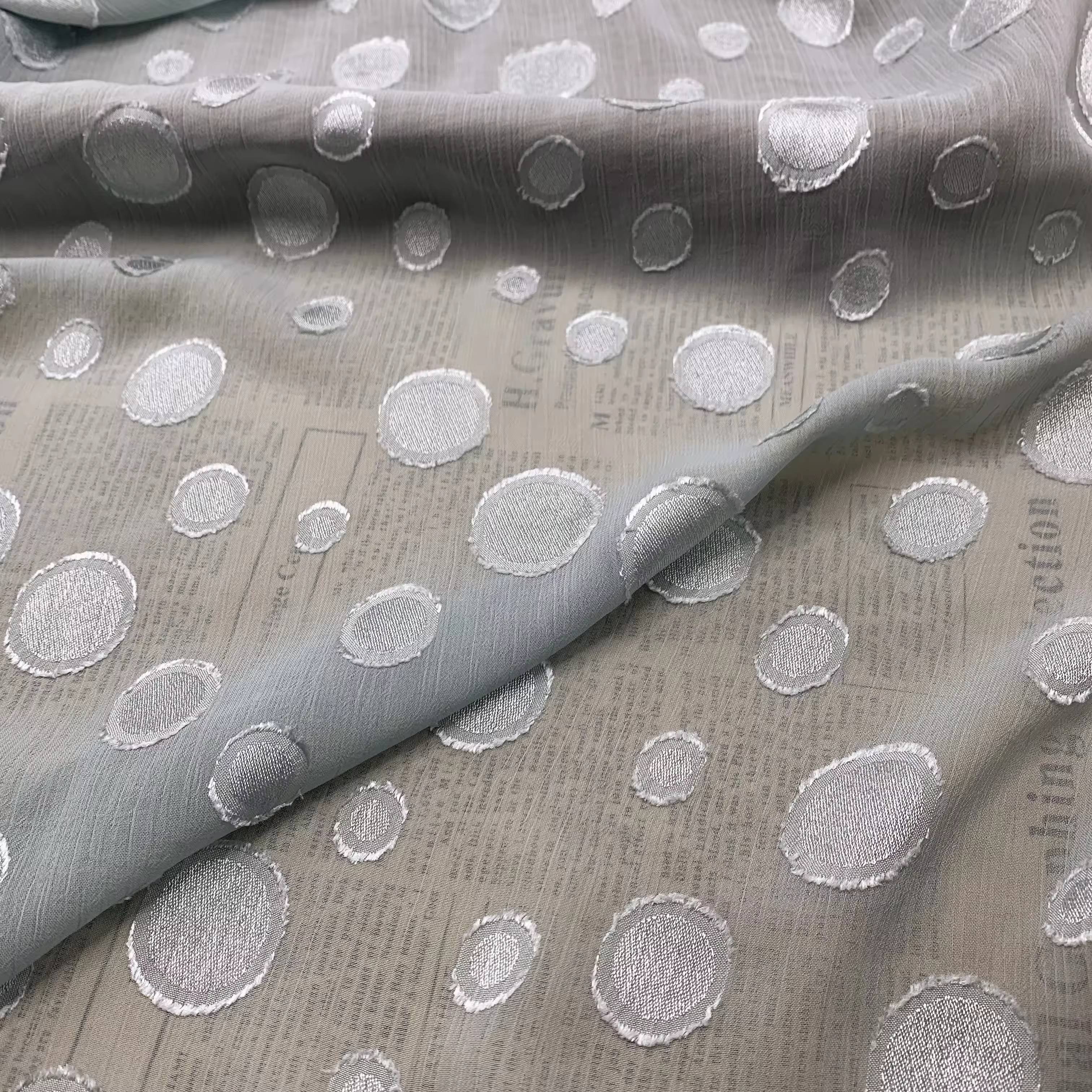 High Quality 100% Polyester JACQUARD CHIFFON FABRIC Polka Dot Cut Crepe for Garment Dresses