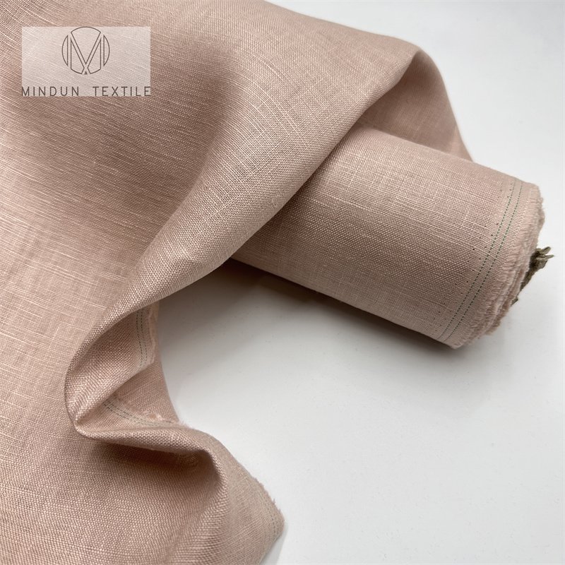 Mindun Factory Ready To Ship 195GSM 100% Pure Linen Fabric Plain Dyed Linen For Women And Men Clothes Shirts Pants