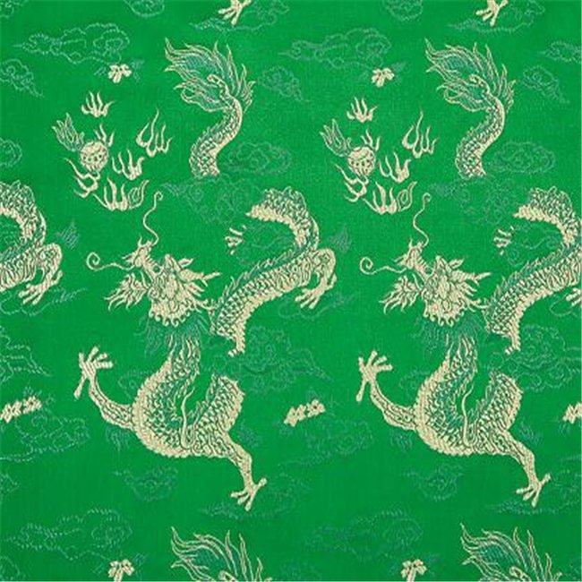 Chinese Pattern Polyester Brocade Fabric Jacquard Dragon Design Black Gold for Cheongsam
