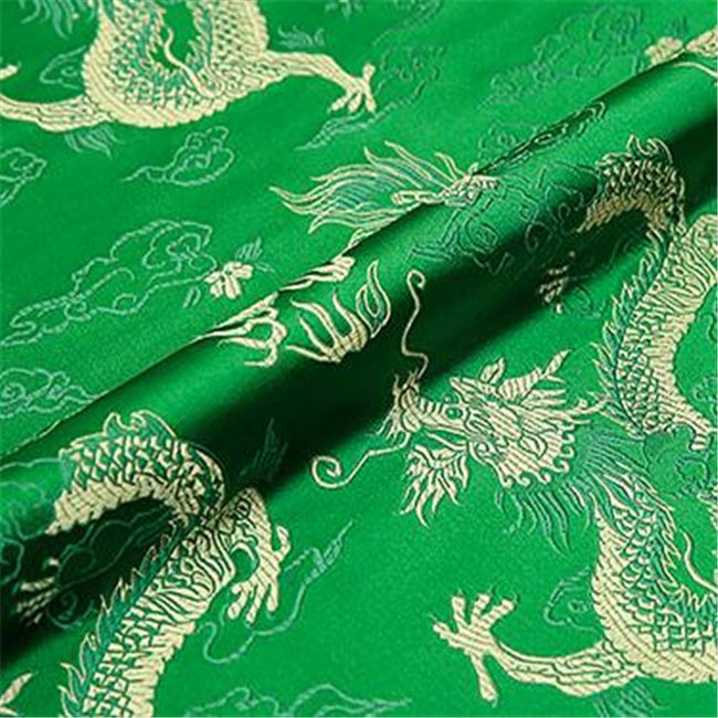Chinese Pattern Polyester Brocade Fabric Jacquard Dragon Design Black Gold for Cheongsam