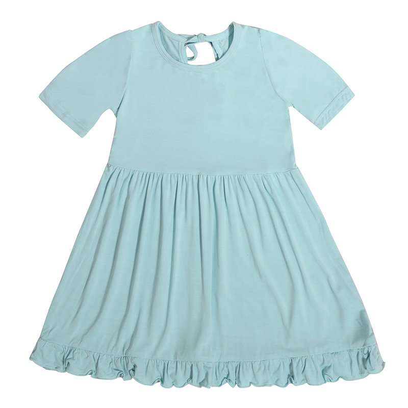 Trending Hot Products Short Sleeve Kids Clothing Solid Color Strap Lace Design Girl Dress Bamboo Fiber A-line children skirt