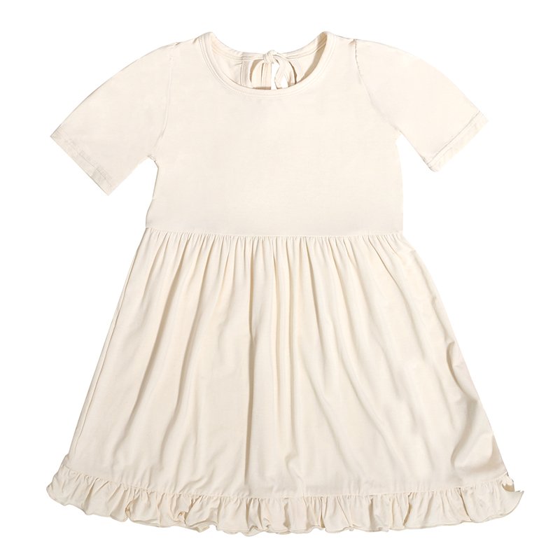 Trending Hot Products Short Sleeve Kids Clothing Solid Color Strap Lace Design Girl Dress Bamboo Fiber A-line children skirt