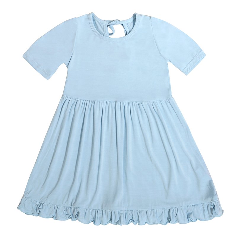 Trending Hot Products Short Sleeve Kids Clothing Solid Color Strap Lace Design Girl Dress Bamboo Fiber A-line children skirt