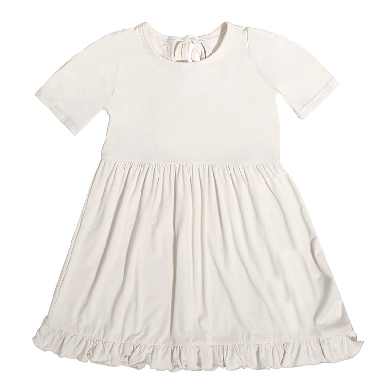 Trending Hot Products Short Sleeve Kids Clothing Solid Color Strap Lace Design Girl Dress Bamboo Fiber A-line children skirt