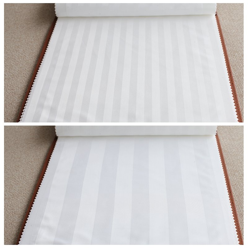 100% Cotton Satin Hotel Bed Linen Fabric Cover 0.5cm-3cm Stripe 250T-300T woven jacquard Plain Style for Home Hotel Textile Use