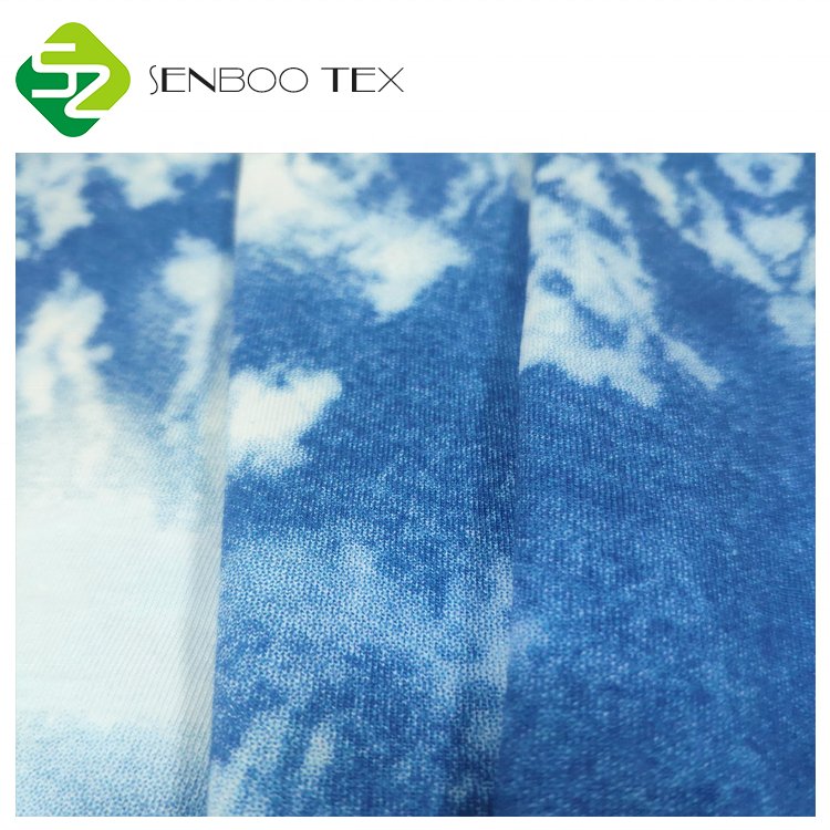 Tie Dye Elastic Stretch Single Jersey Fabric 95% Cotton 5% Spandex Breathable Knitting Style for Sportswear for Girls
