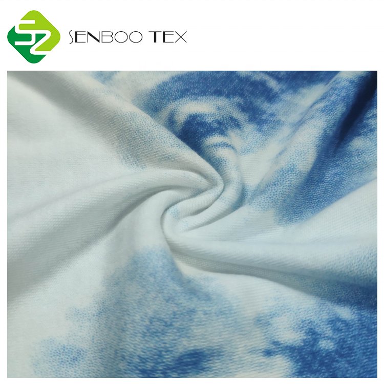Tie Dye Elastic Stretch Single Jersey Fabric 95% Cotton 5% Spandex Breathable Knitting Style for Sportswear for Girls