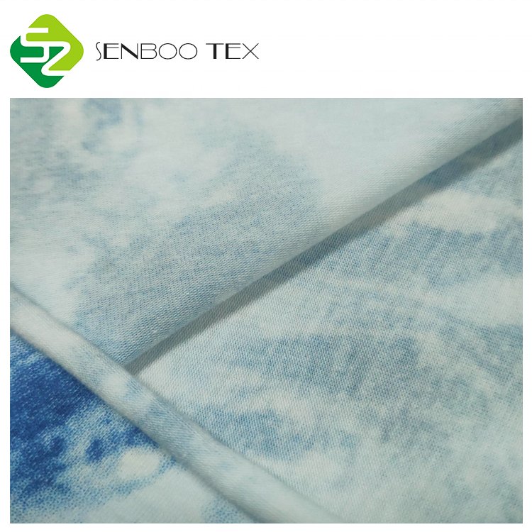 Tie Dye Elastic Stretch Single Jersey Fabric 95% Cotton 5% Spandex Breathable Knitting Style for Sportswear for Girls